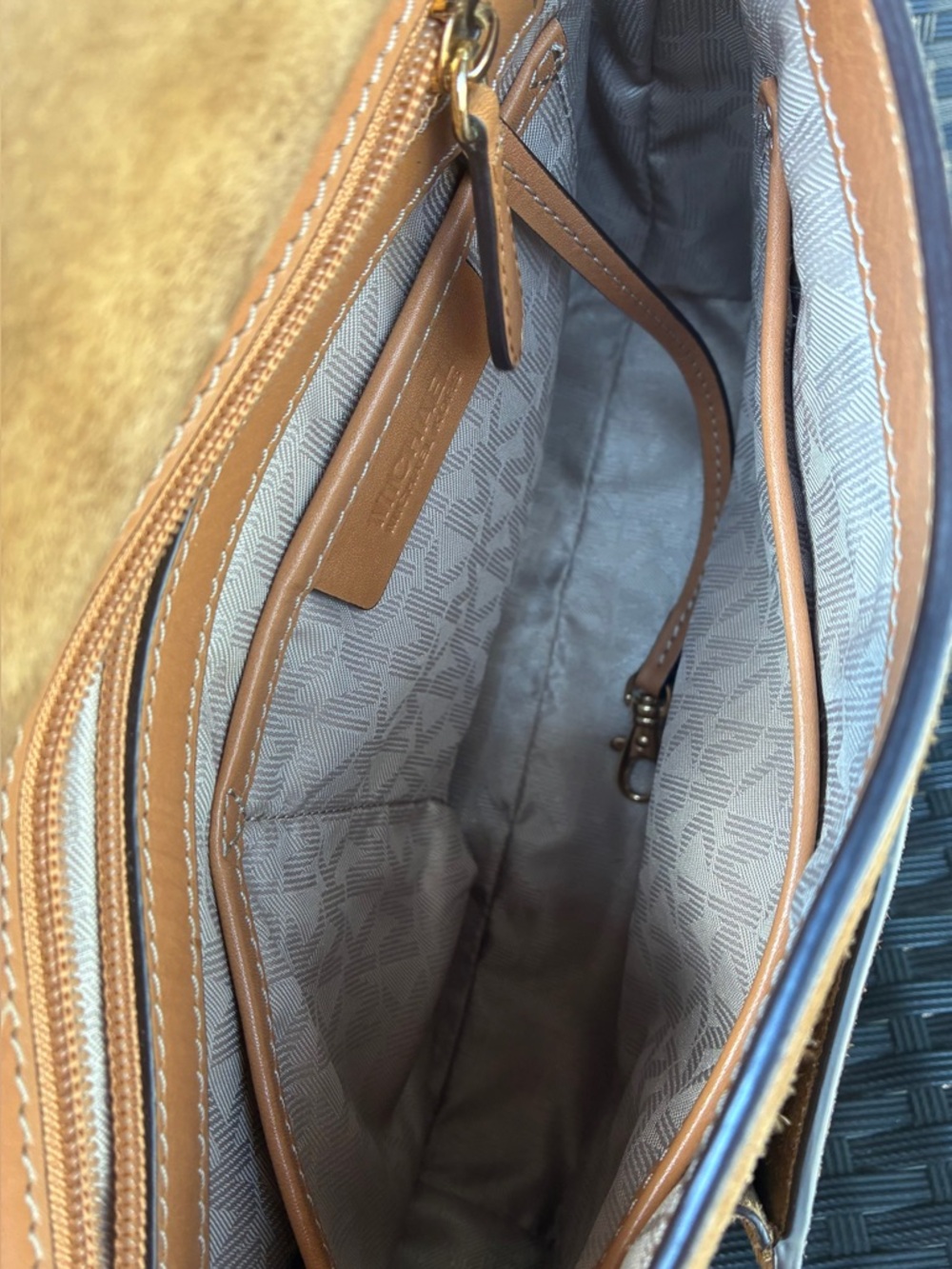 Michael Kors Suede Satchel with Tan Leather Trim - Picture 11 of 16